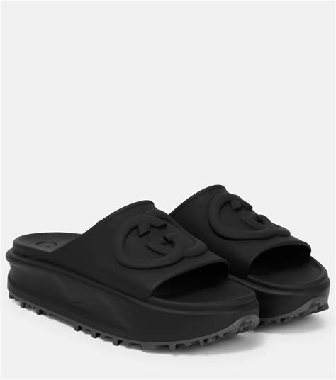 gucci chunky slides|gucci rubber slides women.